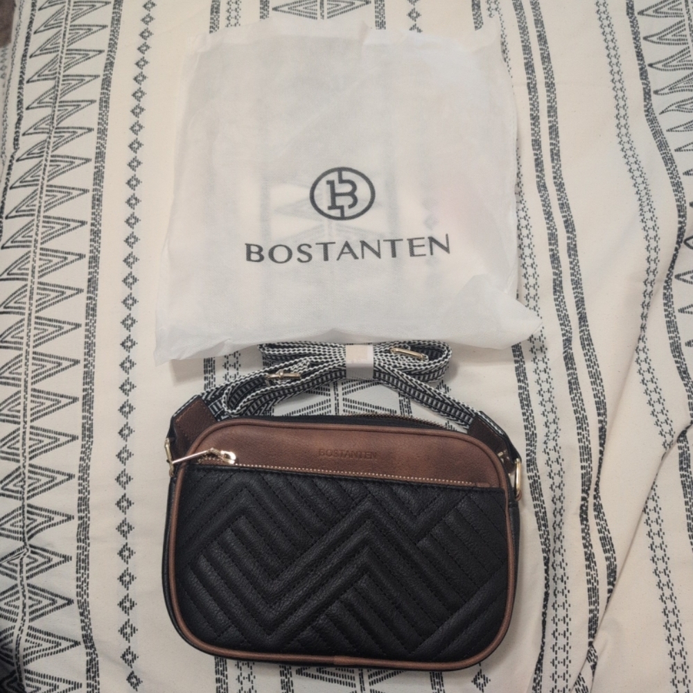 Black and Brown Quilted Crossbody Bag